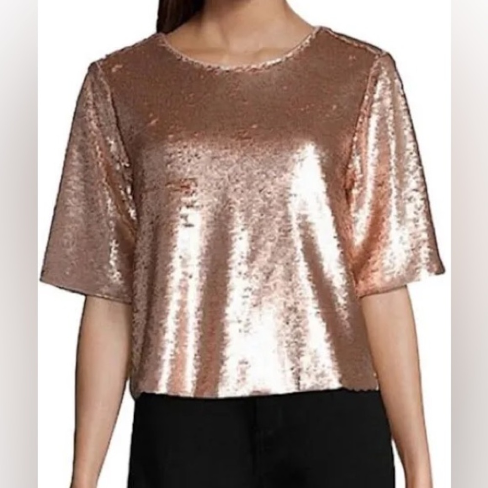 Peyton & Parker women’s  rose gold sequin short sleeve  top XXL